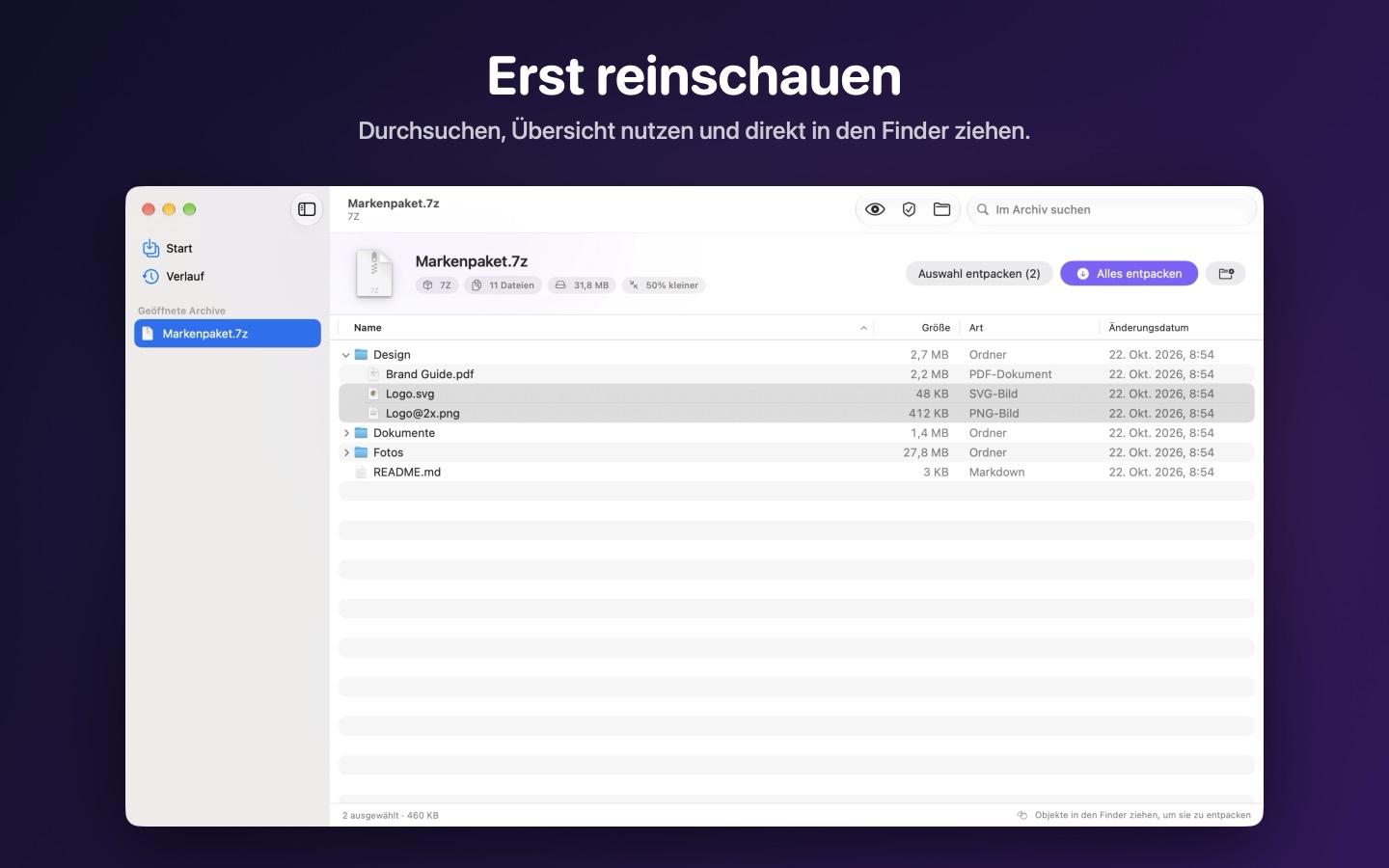 Extracta, Bildschirm 2