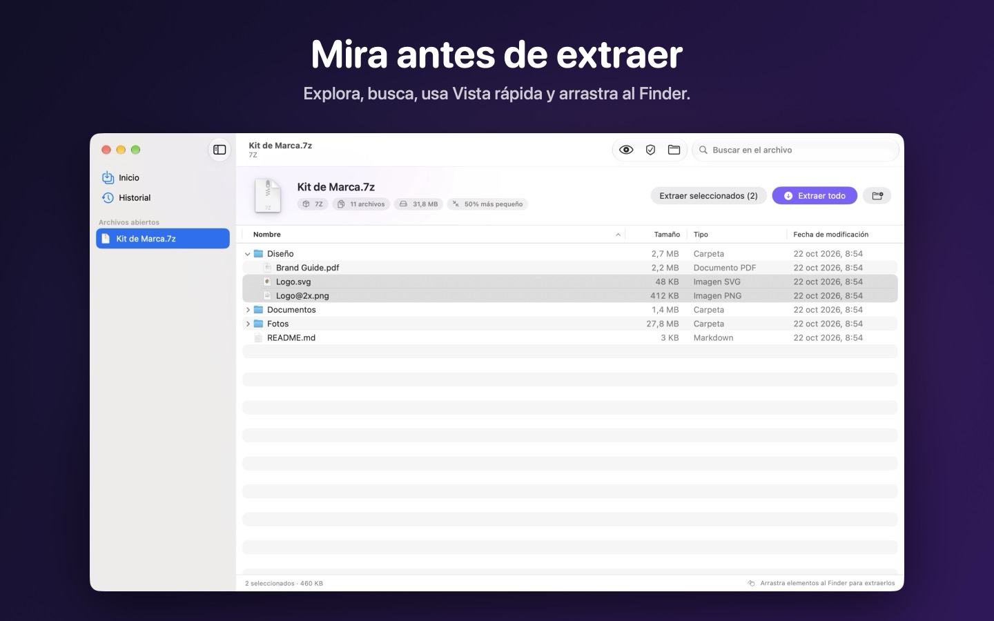 Extracta, pantalla 2