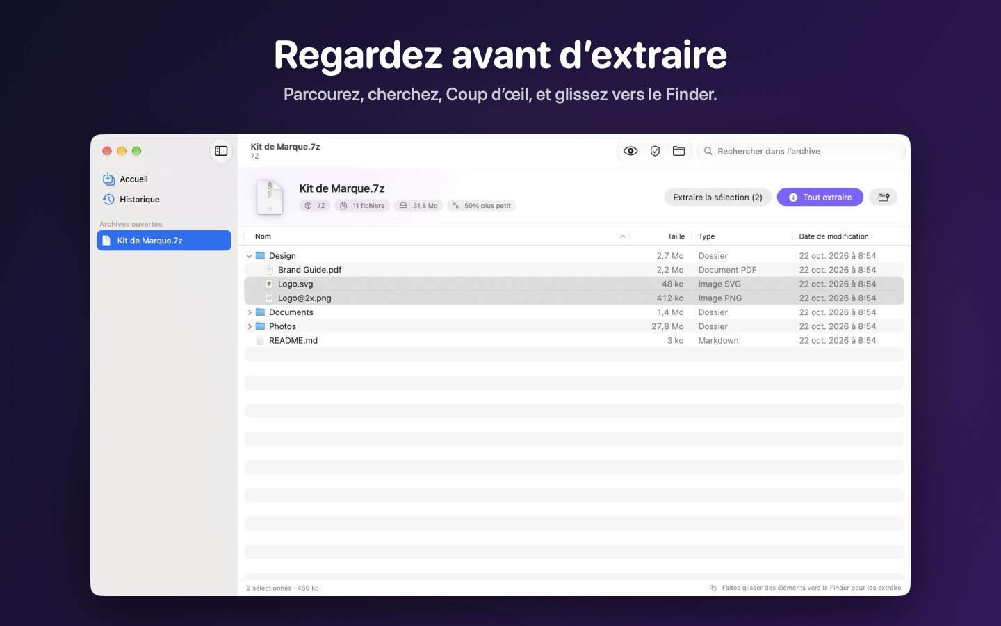 Extracta, écran 2