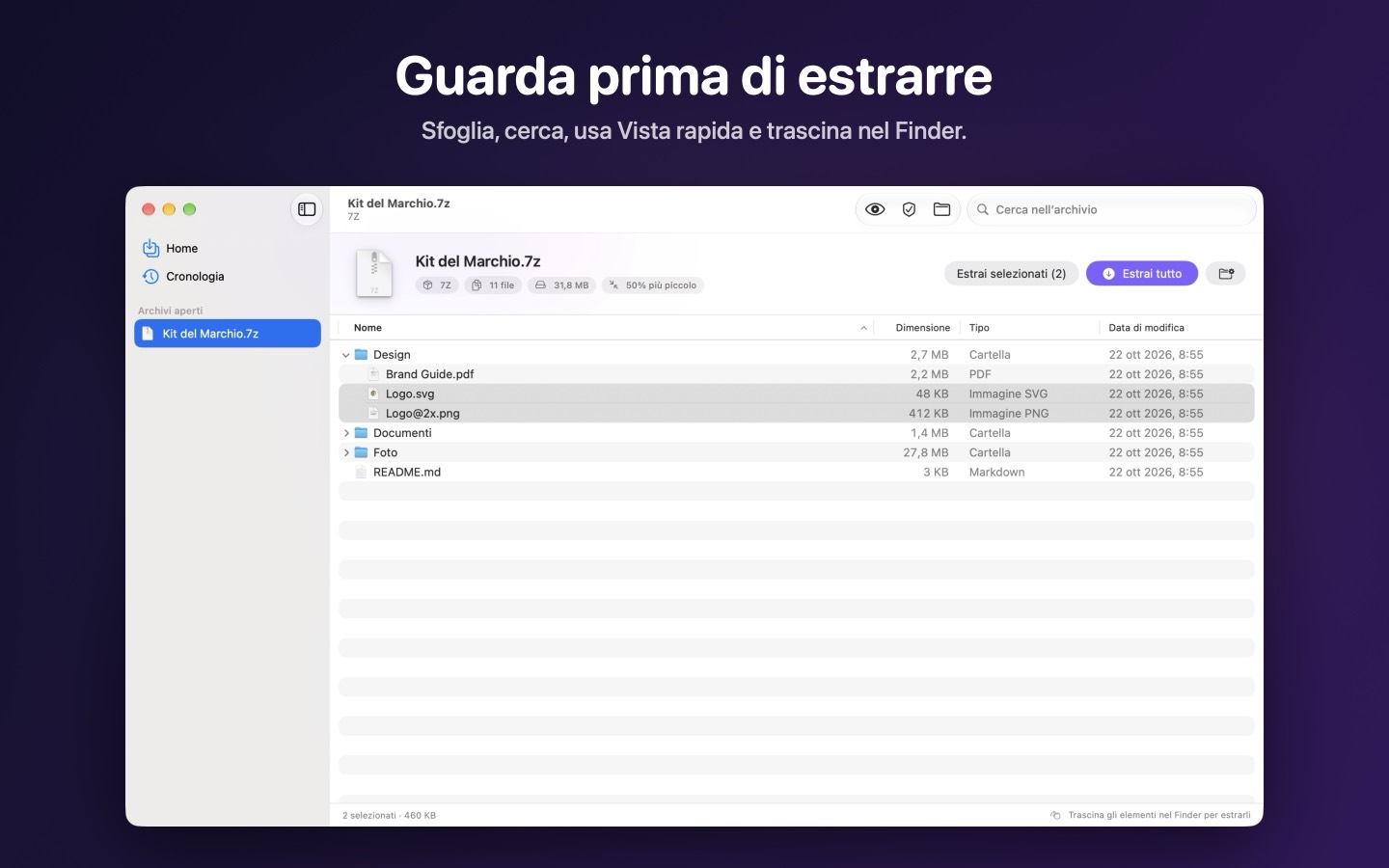 Extracta, schermata 2