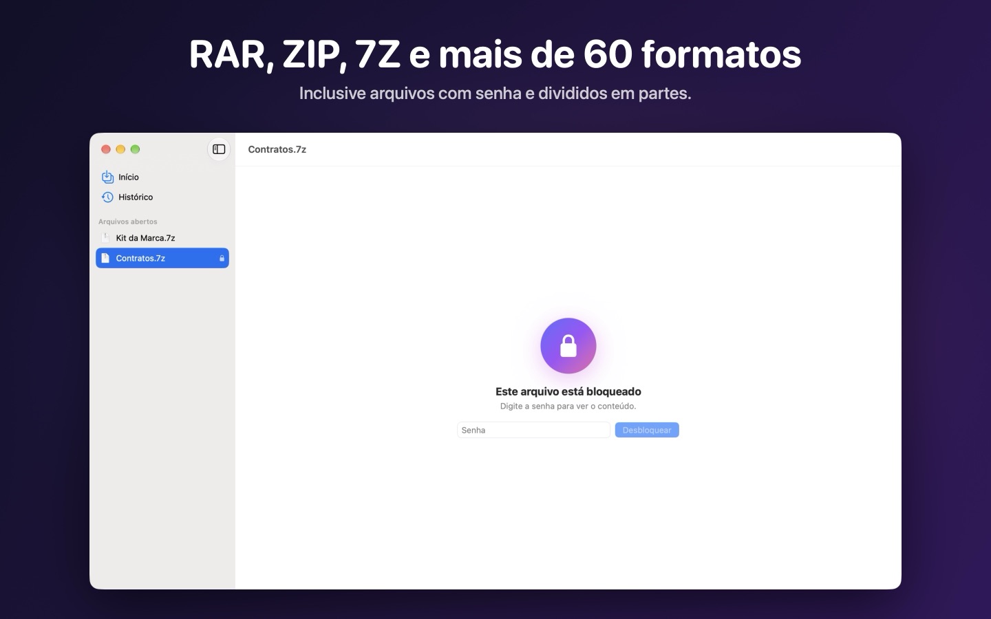 Um arquivo protegido pedindo a senha