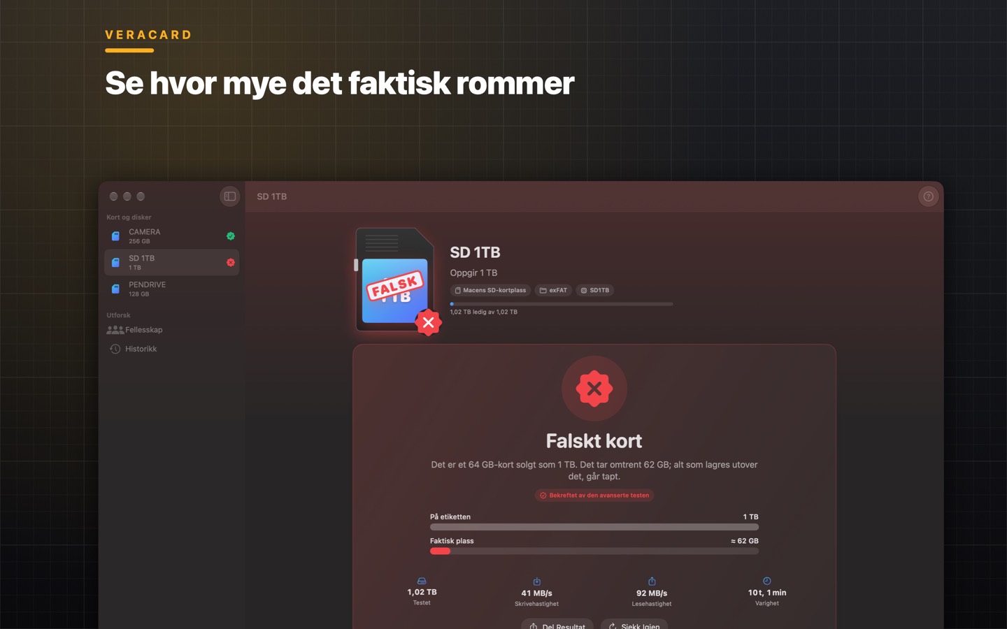 Veracard, skjerm 3
