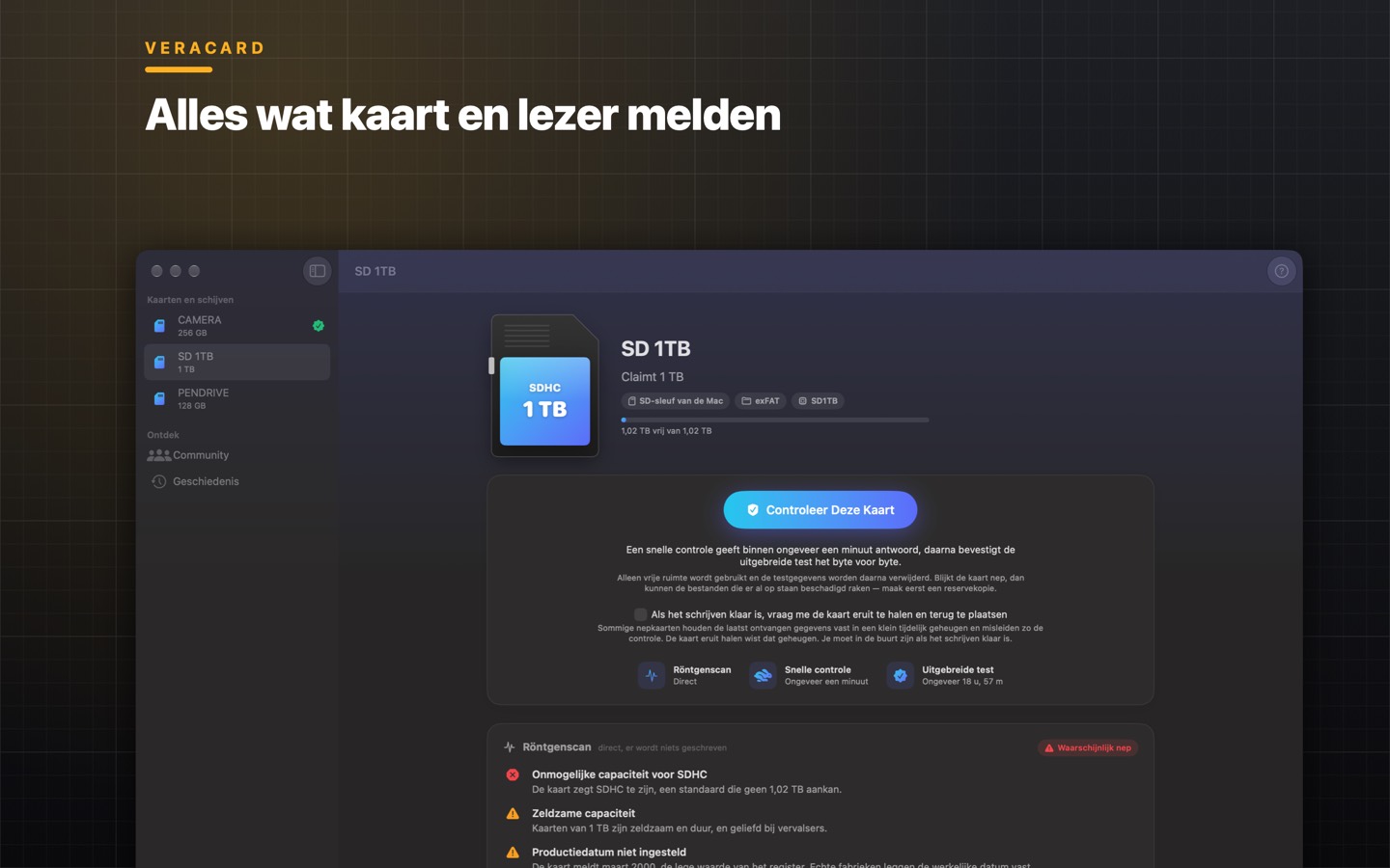 Veracard, scherm 4