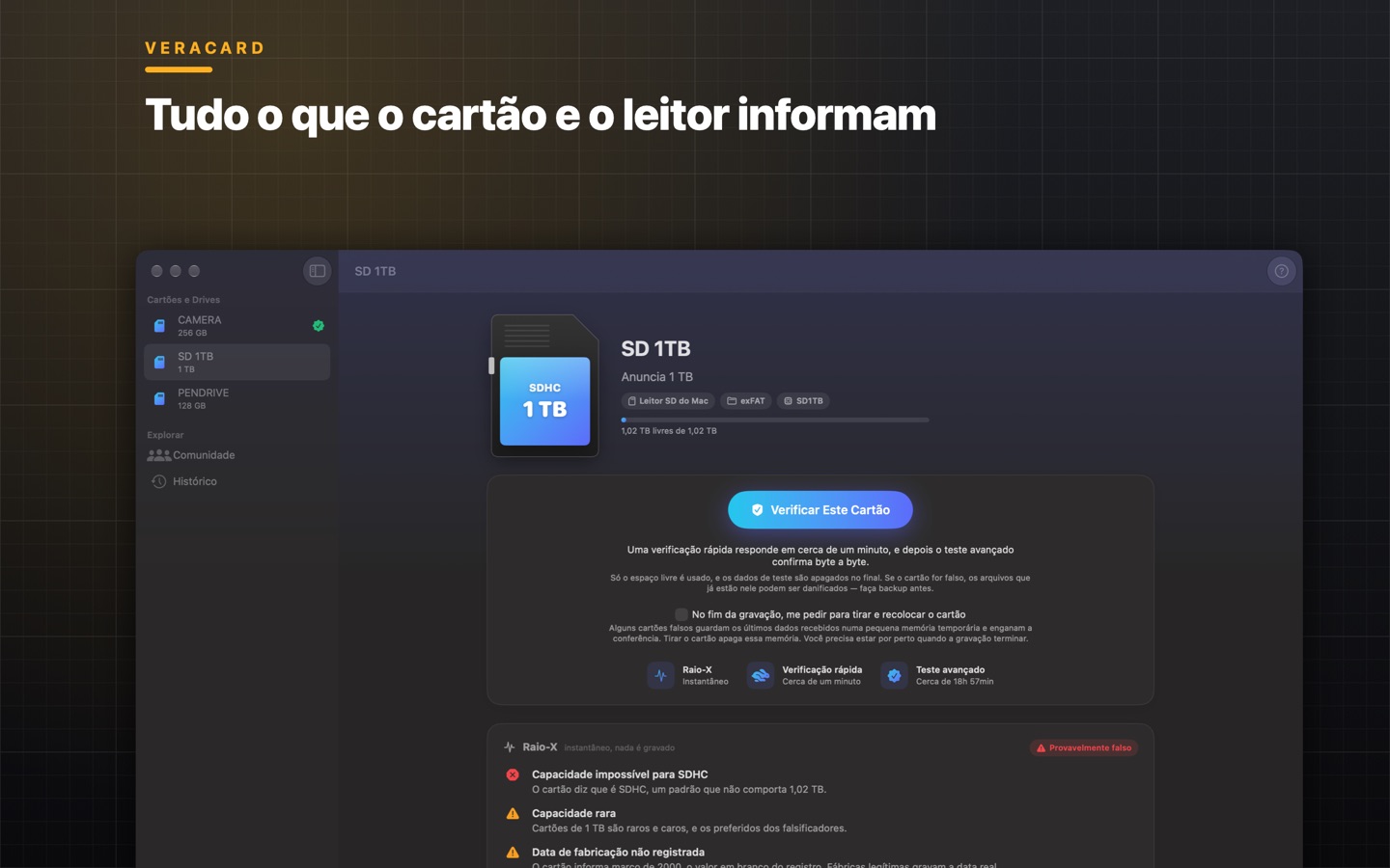 O Raio-X com o fabricante do chip, a data e o número de série