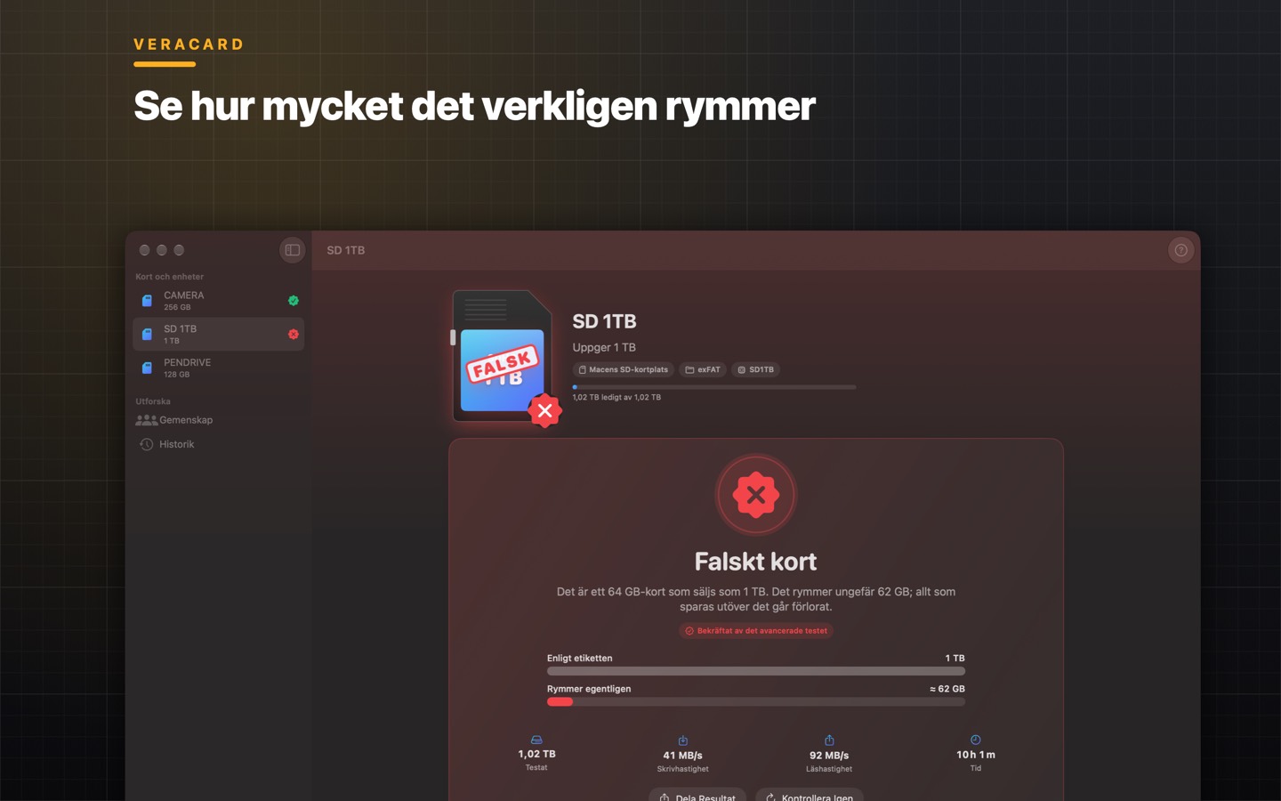 Veracard, skärm 3